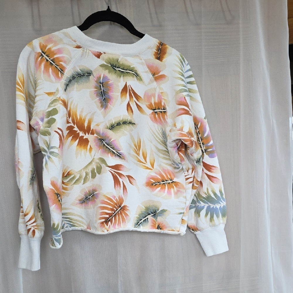Billabong Cream Sweatshirt with Hawaiian Leaves Small - Picture 4 of 9